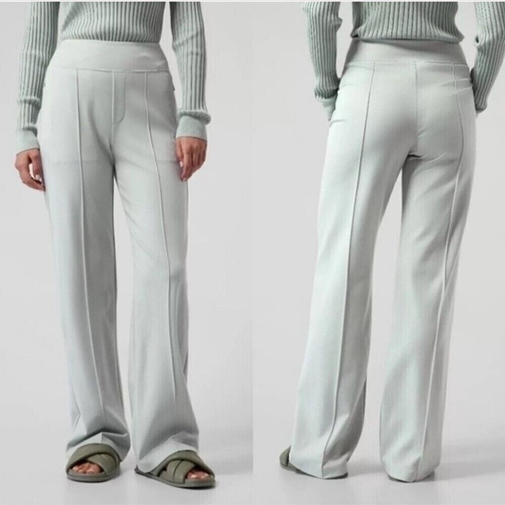 Athleta Coast Grey Ponte Stretch Eastbound Wide Leg Pants